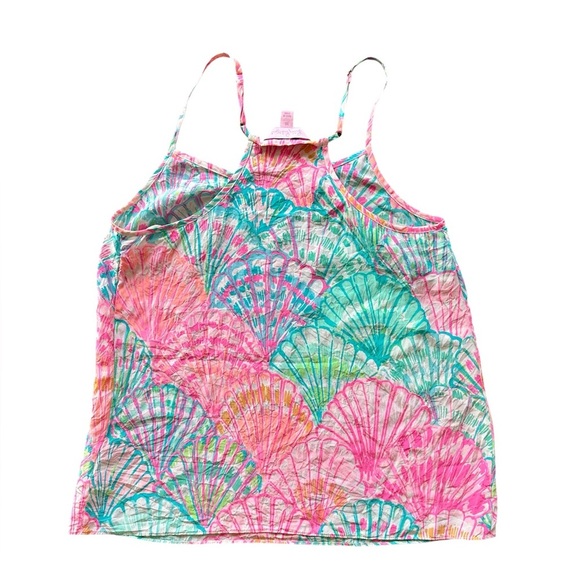 Lilly Pulitzer Oh Shello Dusk Racerback Silk Tank Top Pink Blue size XS - Picture 3 of 5